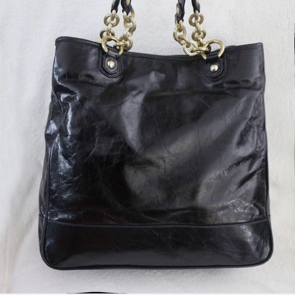 COACH Poppy Push lock Leather N/S Shopper Tote Shoulder Bag - Picture 3 of 8